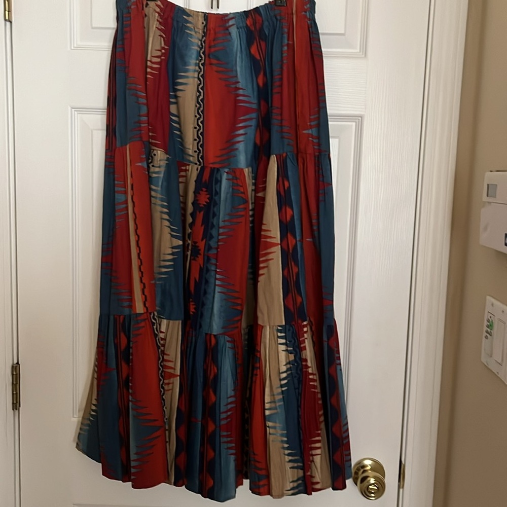 Southwest multi colored cow girl maxi skirt 100% cotton one size great condition - Picture 3 of 7